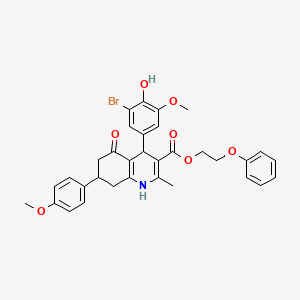 2-Phenoxyethyl 4-(3-bromo-4-hydroxy-5-methoxyphenyl)-7-(4-methoxyphenyl)-2-methyl-5-oxo-1,4,5,6,7,8-hexahydroquinoline-3-carboxylate