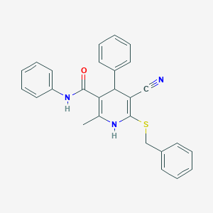 molecular formula C27H23N3OS B5248973 6-(benzylsulfanyl)-5-cyano-2-methyl-N,4-diphenyl-1,4-dihydropyridine-3-carboxamide 