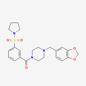 molecular formula C23H27N3O5S B5249053 1-[(2H-1,3-BENZODIOXOL-5-YL)METHYL]-4-[3-(PYRROLIDINE-1-SULFONYL)BENZOYL]PIPERAZINE 