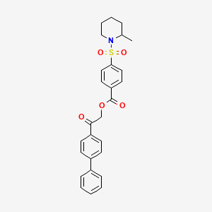 molecular formula C27H27NO5S B5249173 2-(4-biphenylyl)-2-oxoethyl 4-[(2-methyl-1-piperidinyl)sulfonyl]benzoate 