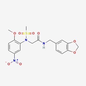 molecular formula C18H19N3O8S B5249192 N~1~-(1,3-benzodioxol-5-ylmethyl)-N~2~-(2-methoxy-5-nitrophenyl)-N~2~-(methylsulfonyl)glycinamide 