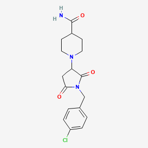 molecular formula C17H20ClN3O3 B5249256 1-[1-(4-chlorobenzyl)-2,5-dioxo-3-pyrrolidinyl]-4-piperidinecarboxamide 