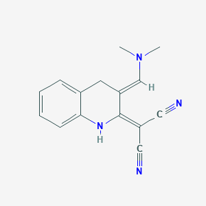 molecular formula C15H14N4 B5249302 2-[(3E)-3-(dimethylaminomethylidene)-1,4-dihydroquinolin-2-ylidene]propanedinitrile 