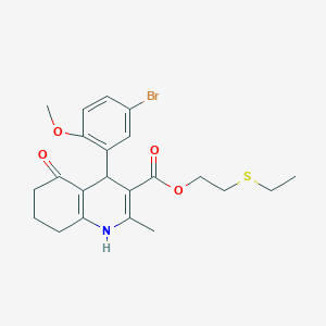 molecular formula C22H26BrNO4S B5249336 2-(Ethylsulfanyl)ethyl 4-(5-bromo-2-methoxyphenyl)-2-methyl-5-oxo-1,4,5,6,7,8-hexahydroquinoline-3-carboxylate 