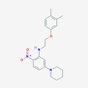 N-[2-(3,4-dimethylphenoxy)ethyl]-2-nitro-5-(piperidin-1-yl)aniline