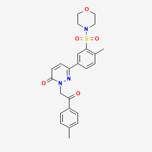 molecular formula C24H25N3O5S B5249380 6-[4-methyl-3-(morpholin-4-ylsulfonyl)phenyl]-2-[2-(4-methylphenyl)-2-oxoethyl]pyridazin-3(2H)-one 