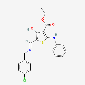 molecular formula C21H19ClN2O3S B5249425 ETHYL (5Z)-5-({[(4-CHLOROPHENYL)METHYL]AMINO}METHYLIDENE)-4-OXO-2-(PHENYLAMINO)-4,5-DIHYDROTHIOPHENE-3-CARBOXYLATE 