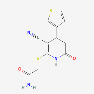 molecular formula C12H11N3O2S2 B5249445 2-{[3-Cyano-6-oxo-4-(thiophen-3-yl)-1,4,5,6-tetrahydropyridin-2-yl]sulfanyl}acetamide 