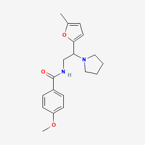 molecular formula C19H24N2O3 B5249486 4-methoxy-N-[2-(5-methylfuran-2-yl)-2-(pyrrolidin-1-yl)ethyl]benzamide 