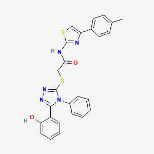 molecular formula C26H21N5O2S2 B5249510 2-{[5-(2-hydroxyphenyl)-4-phenyl-4H-1,2,4-triazol-3-yl]thio}-N-[4-(4-methylphenyl)-1,3-thiazol-2-yl]acetamide 