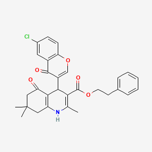 molecular formula C30H28ClNO5 B5249527 2-phenylethyl 4-(6-chloro-4-oxo-4H-chromen-3-yl)-2,7,7-trimethyl-5-oxo-1,4,5,6,7,8-hexahydroquinoline-3-carboxylate 