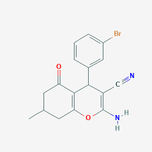 molecular formula C17H15BrN2O2 B5249572 2-Amino-4-(3-bromophenyl)-7-methyl-5-oxo-4,6,7,8-tetrahydrochromene-3-carbonitrile 