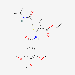 molecular formula C22H28N2O7S B5249601 ethyl 5-[(isopropylamino)carbonyl]-4-methyl-2-[(3,4,5-trimethoxybenzoyl)amino]-3-thiophenecarboxylate 