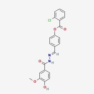 molecular formula C22H17ClN2O5 B5249611 4-[2-(4-hydroxy-3-methoxybenzoyl)carbonohydrazonoyl]phenyl 2-chlorobenzoate 