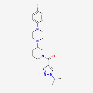 molecular formula C22H30FN5O B5249687 1-(4-fluorophenyl)-4-{1-[(1-isopropyl-1H-pyrazol-4-yl)carbonyl]-3-piperidinyl}piperazine 