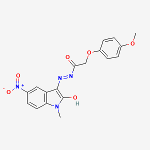 2-(4-methoxyphenoxy)-N'-(1-methyl-5-nitro-2-oxo-1,2-dihydro-3H-indol-3-ylidene)acetohydrazide