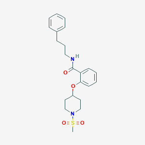 molecular formula C22H28N2O4S B5249718 2-{[1-(methylsulfonyl)-4-piperidinyl]oxy}-N-(3-phenylpropyl)benzamide 