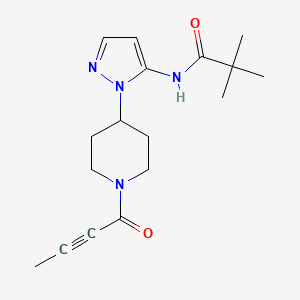 molecular formula C17H24N4O2 B5249739 N-{1-[1-(2-butynoyl)-4-piperidinyl]-1H-pyrazol-5-yl}-2,2-dimethylpropanamide 