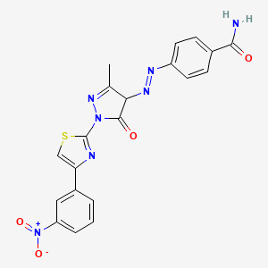 4-[[3-methyl-1-[4-(3-nitrophenyl)-1,3-thiazol-2-yl]-5-oxo-4H-pyrazol-4-yl]diazenyl]benzamide