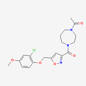 molecular formula C19H22ClN3O5 B5249821 1-acetyl-4-({5-[(2-chloro-4-methoxyphenoxy)methyl]-3-isoxazolyl}carbonyl)-1,4-diazepane 