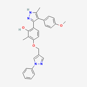 molecular formula C28H26N4O3 B5249839 6-[4-(4-methoxyphenyl)-5-methyl-1H-pyrazol-3-yl]-2-methyl-3-[(1-phenylpyrazol-4-yl)methoxy]phenol 