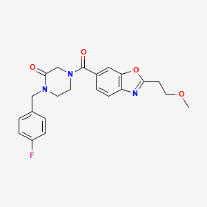 molecular formula C22H22FN3O4 B5249847 1-(4-fluorobenzyl)-4-{[2-(2-methoxyethyl)-1,3-benzoxazol-6-yl]carbonyl}-2-piperazinone 