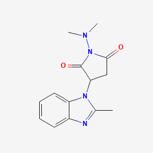 molecular formula C14H16N4O2 B5249850 1-(dimethylamino)-3-(2-methyl-1H-benzimidazol-1-yl)-2,5-pyrrolidinedione 