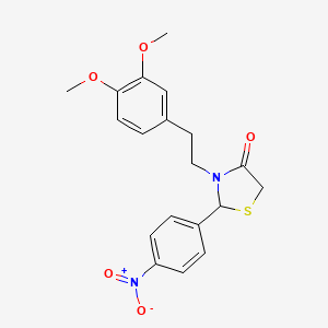 molecular formula C19H20N2O5S B5249940 3-[2-(3,4-dimethoxyphenyl)ethyl]-2-(4-nitrophenyl)-1,3-thiazolidin-4-one 