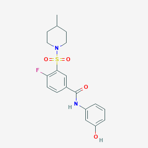 4-fluoro-N-(3-hydroxyphenyl)-3-(4-methylpiperidin-1-yl)sulfonylbenzamide