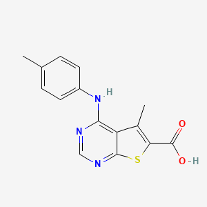 molecular formula C15H13N3O2S B5249955 5-methyl-4-[(4-methylphenyl)amino]thieno[2,3-d]pyrimidine-6-carboxylic acid 