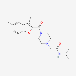 molecular formula C20H27N3O3 B5249960 2-{4-[(3,5-dimethyl-1-benzofuran-2-yl)carbonyl]-1-piperazinyl}-N-isopropylacetamide 