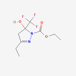 molecular formula C9H13F3N2O3 B5249968 ethyl 3-ethyl-5-hydroxy-5-(trifluoromethyl)-4,5-dihydro-1H-pyrazole-1-carboxylate 