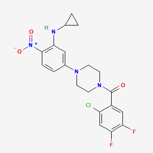 molecular formula C20H19ClF2N4O3 B5249989 5-[4-(2-CHLORO-4,5-DIFLUOROBENZOYL)PIPERAZIN-1-YL]-N-CYCLOPROPYL-2-NITROANILINE 