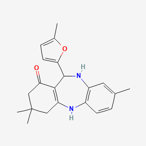 molecular formula C21H24N2O2 B5250024 3,9,9-trimethyl-6-(5-methylfuran-2-yl)-6,8,10,11-tetrahydro-5H-benzo[b][1,4]benzodiazepin-7-one 