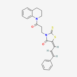 (5E)-3-[3-(3,4-dihydro-2H-quinolin-1-yl)-3-oxopropyl]-5-[(E)-3-phenylprop-2-enylidene]-2-sulfanylidene-1,3-thiazolidin-4-one