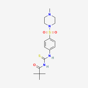 molecular formula C17H26N4O3S2 B5250048 2,2-dimethyl-N-[({4-[(4-methyl-1-piperazinyl)sulfonyl]phenyl}amino)carbonothioyl]propanamide 