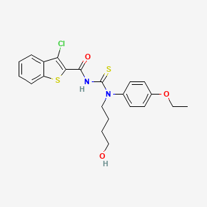 molecular formula C22H23ClN2O3S2 B5250084 3-chloro-N-{[(4-ethoxyphenyl)(4-hydroxybutyl)amino]carbonothioyl}-1-benzothiophene-2-carboxamide 