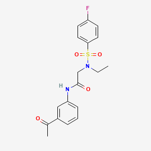 molecular formula C18H19FN2O4S B5250098 N-(3-acetylphenyl)-N~2~-ethyl-N~2~-[(4-fluorophenyl)sulfonyl]glycinamide 