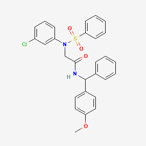 molecular formula C28H25ClN2O4S B5250234 2-[N-(benzenesulfonyl)-3-chloroanilino]-N-[(4-methoxyphenyl)-phenylmethyl]acetamide 