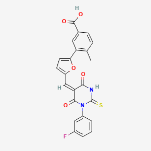 3-(5-{(E)-[1-(3-fluorophenyl)-4,6-dioxo-2-thioxotetrahydropyrimidin-5(2H)-ylidene]methyl}furan-2-yl)-4-methylbenzoic acid