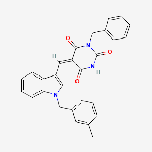 molecular formula C28H23N3O3 B5250493 1-benzyl-5-{[1-(3-methylbenzyl)-1H-indol-3-yl]methylene}-2,4,6(1H,3H,5H)-pyrimidinetrione 