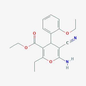 ethyl 6-amino-5-cyano-4-(2-ethoxyphenyl)-2-ethyl-4H-pyran-3-carboxylate