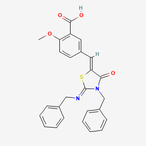 molecular formula C26H22N2O4S B5250528 5-{[3-benzyl-2-(benzylimino)-4-oxo-1,3-thiazolidin-5-ylidene]methyl}-2-methoxybenzoic acid 