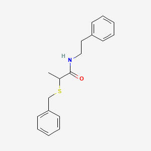 molecular formula C18H21NOS B5250541 2-(benzylthio)-N-(2-phenylethyl)propanamide 