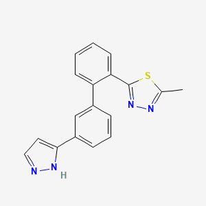 2-methyl-5-[2-[3-(1H-pyrazol-5-yl)phenyl]phenyl]-1,3,4-thiadiazole