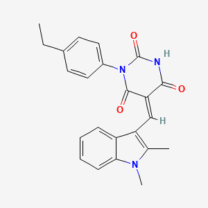 molecular formula C23H21N3O3 B5250601 (5Z)-5-[(1,2-DIMETHYL-1H-INDOL-3-YL)METHYLIDENE]-1-(4-ETHYLPHENYL)-1,3-DIAZINANE-2,4,6-TRIONE 