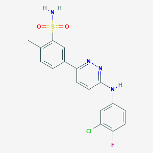 molecular formula C17H14ClFN4O2S B5250659 5-{6-[(3-chloro-4-fluorophenyl)amino]-3-pyridazinyl}-2-methylbenzenesulfonamide 