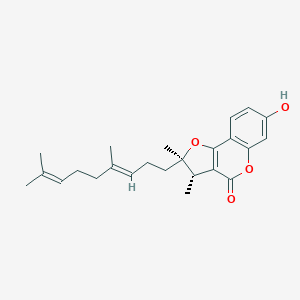 molecular formula C24H30O4 B525066 (2R)-2alpha-[(3E)-4,8-Dimethyl-3,7-nonadienyl]-2,3beta-dimethyl-7-hydroxy-2,3-dihydro-4H-furo[3,2-c][1]benzopyran-4-one 
