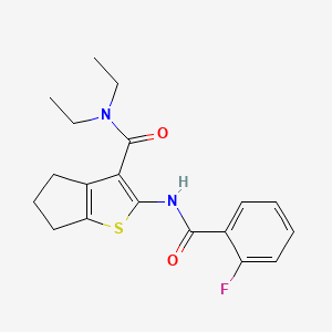 molecular formula C19H21FN2O2S B5250725 N,N-diethyl-2-[(2-fluorobenzoyl)amino]-5,6-dihydro-4H-cyclopenta[b]thiophene-3-carboxamide 