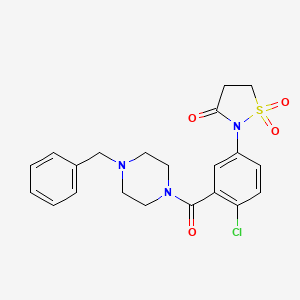 molecular formula C21H22ClN3O4S B5250798 2-[3-(4-benzylpiperazine-1-carbonyl)-4-chlorophenyl]-1lambda6,2-thiazolidine-1,1,3-trione 